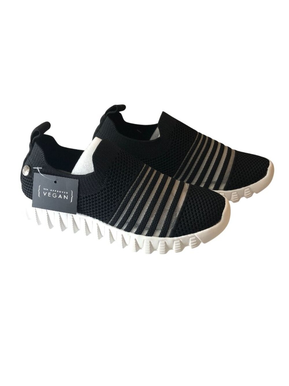 Bernie Mev Womens Wylie Sneakers Slip On Knit Mesh Stripes Black Size 38 US 7